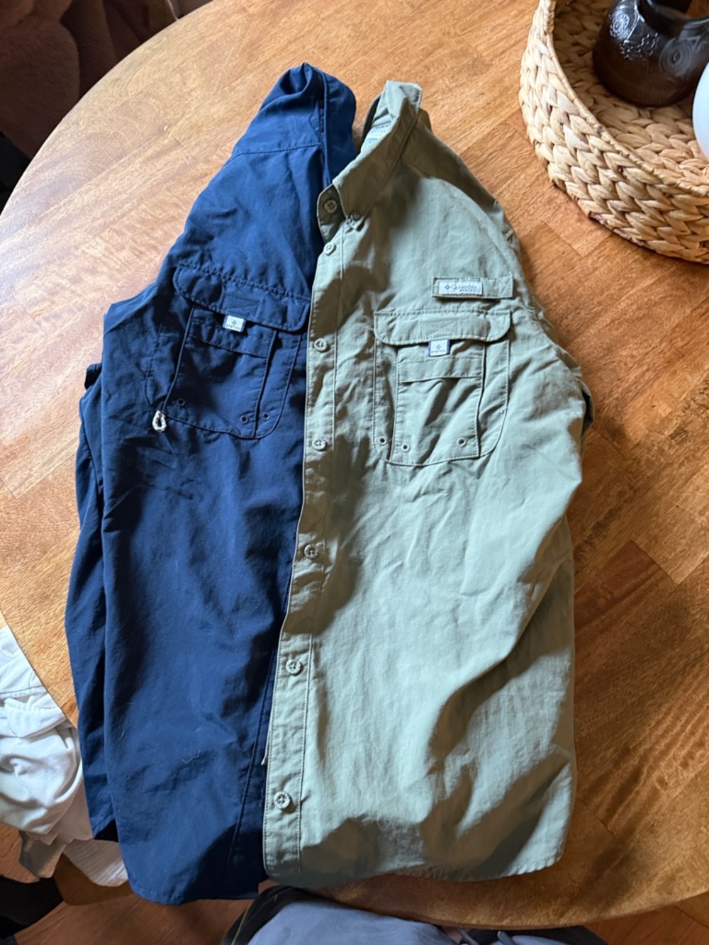 Columbia Two-Tone Button Down Shirt - Navy & Olive Green